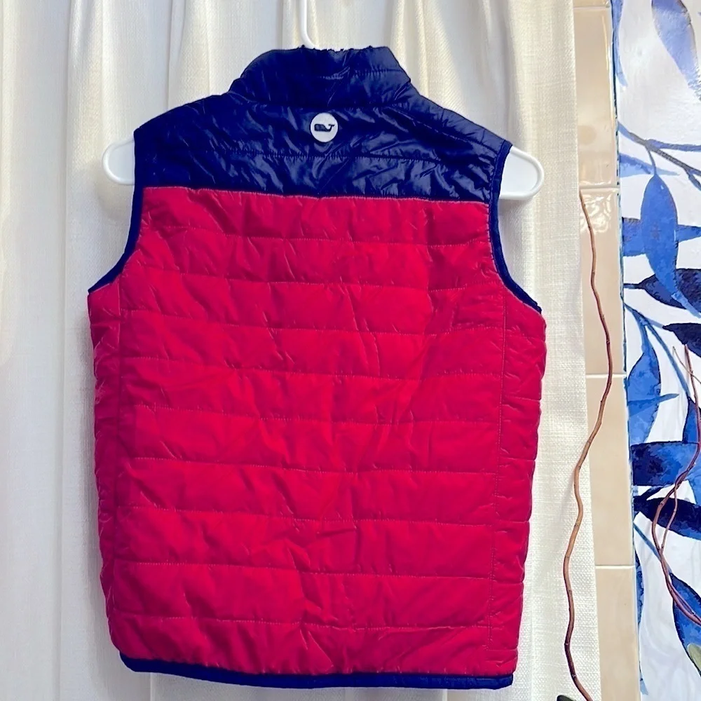 Vinyard Vines Performance Red & Blue 100% Nylon Full Zip Vest Size Medium